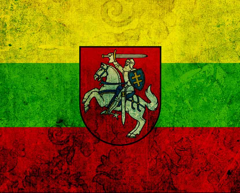 סמל ליטא על רקע דגל ליטא